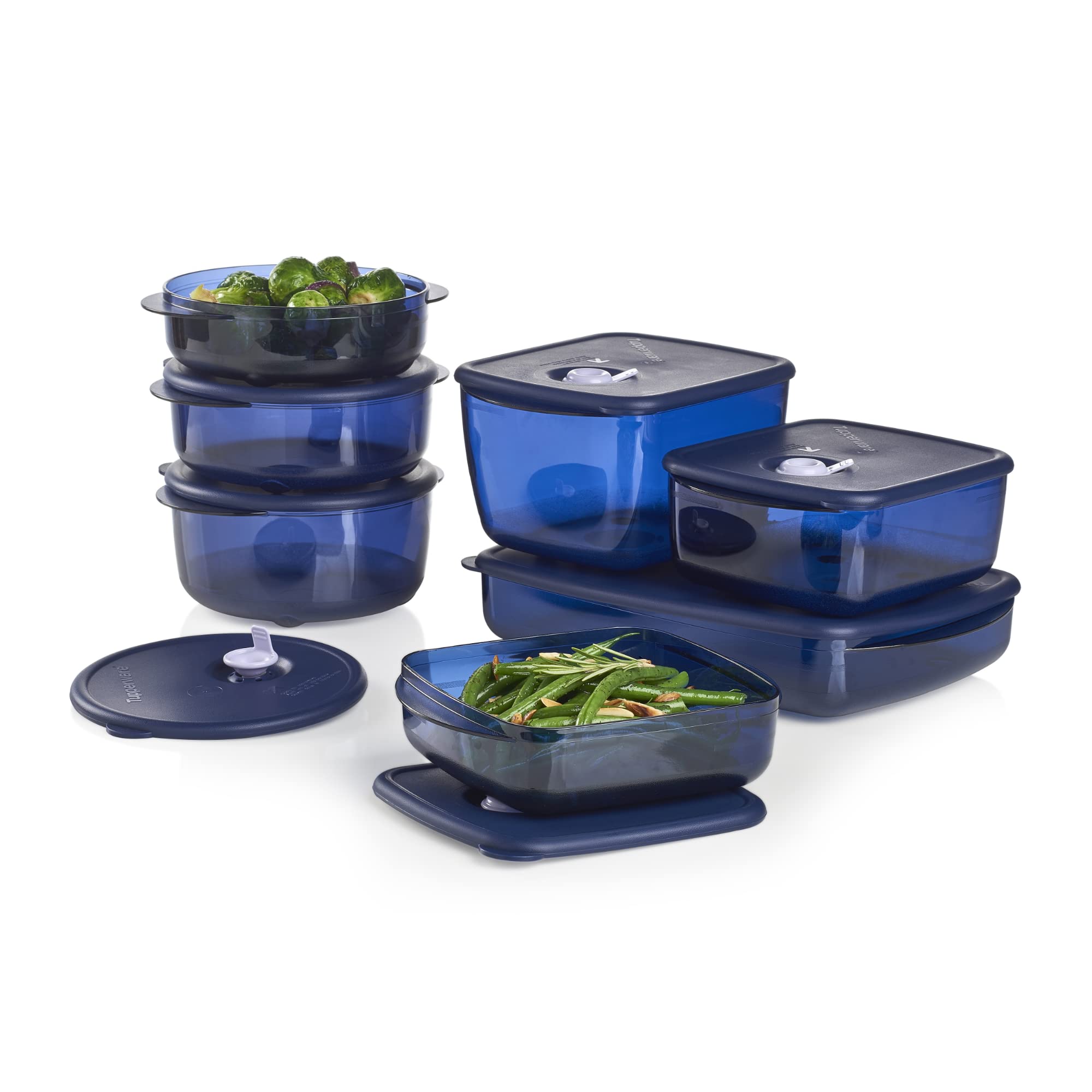 Photo 1 of Tupperware Brand Vent ‘N Serve 7 Container Set - Prep, Freeze & Reheat Meals + Lids - Dishwasher, Microwave & Freezer Safe - BPA Free