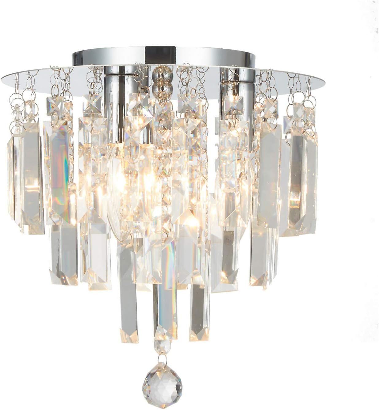 Doraimi Crystal Chandelier, Modern Chandeliers Fixture E12 Base 3 Lights Flush Mount Ceiling Light for Hallway, Bedroom, Living Room, Kitchen, Dining Room (Chrome - Dia 10")