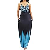 Maxi Dresses for Women Sexy Casual Spaghetti Strap Long Summer Sundress with Pockets