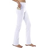 Keolorn Women's Bootleg Yoga Pants with Hidden Pockets Tummy Control Running Legging Long Bootcut