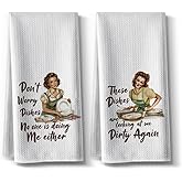 Hcaredee Dishes,Kitchen Towels,Funny Joked Themed Dishcloth,16 * 24,2Pack,Microfiber Bar Towel,Hilarious Hand Towels,High Absorbent Dish Towels,Best Gifts for Hostess New Home Mom Women Housewarming