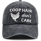Coop Hair Don't Care Hat Hat for Men Women, Funny Adjustable Cotton Embroidered Farm Chicken Lovers Baseball Cap