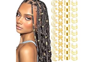 40pcs/set Hair Jewelry for Braids Multi Style Hair Clips Adjustable Dreadlock Hairs Rings Cuff Clip Headwear,0.6-1.2cm,Gold