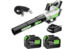 WeGofly Leaf Blower Cordless,650CFM / 180MPH Electric Cordless Leaf Blower, with 21V 2x6.0Ah Battery Powered, with Variable Speed dial from, Turbo Button, and Cruise Control, Blowers for Lawn Care