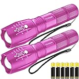 Victoper LED Flashlight 2 Pack Pink, Bright High