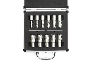 Yunnergo HSS Annular Cutter Set 13Pcs 7/16" to 1-1/16" Cutting Diameter, with 3/4 Inch Welded Shank, Mag Drill Bits Kit CNC Machined Cutters (1" Cutting Depth,13Pcs)