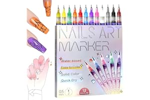 AUIEPET 12 Colors Nail Art Pens Set, 2025 New Nail Art Markers for Gel Nails, DIY Nail Art Marker Drawing Painting Liner Pen, Nail Art Tools for Graffiti Dotting Drawing Painting Point Liner DIY (1 Set)