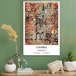 Carmel Map Poster, Indiana Map Art Poster, Map