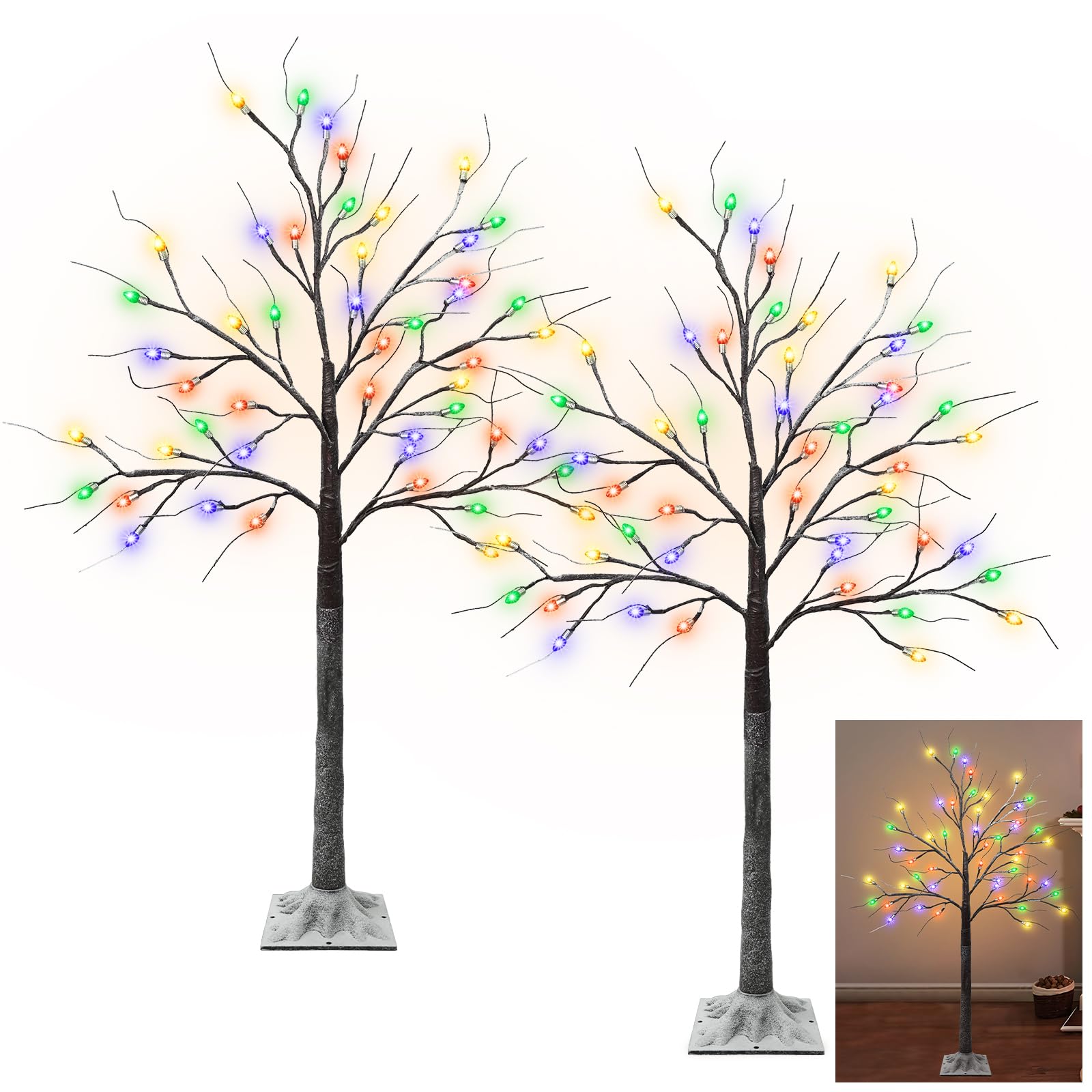 Photo 1 of ***MISSING PARTS***
Caplidou 2 Pack 4 FT Birch Tree with 96 LED Multicolor Lights, Artificial Lighted Birch Tree Snowy Light Up Birch Twig Christmas Tree for Party Home Mantel Porch Yard Indoor Outdoor Decor