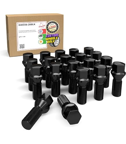 BMW Genuine Black Carbon Steel Hexagon Wheel Bolts (M14x1.5, Right Hand, Coarse) for BMW X5 (2000-2005/12