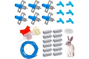 Zarique Automatic Rabbit Watering Kit Include 6 Nipple Drinker Feeders, ID 5/16" Hose, Barb Fittings to G1/2" Thread Connecto