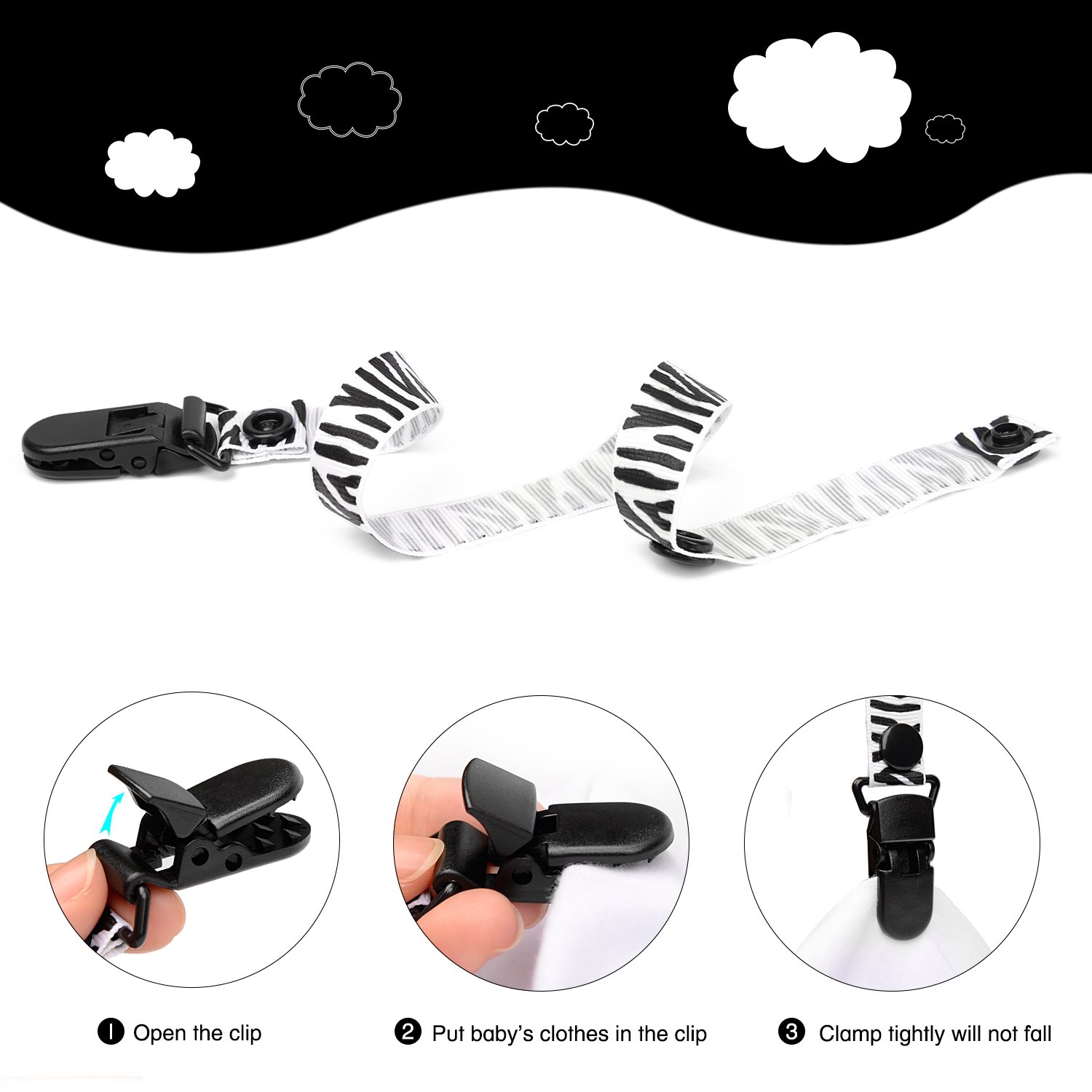 Premium Baby Pacifier Clip for girl and boy by nelipo-5 packs-Modern Design-Universal Holder Leash for Pacifiers, Teething Toy or Soothie