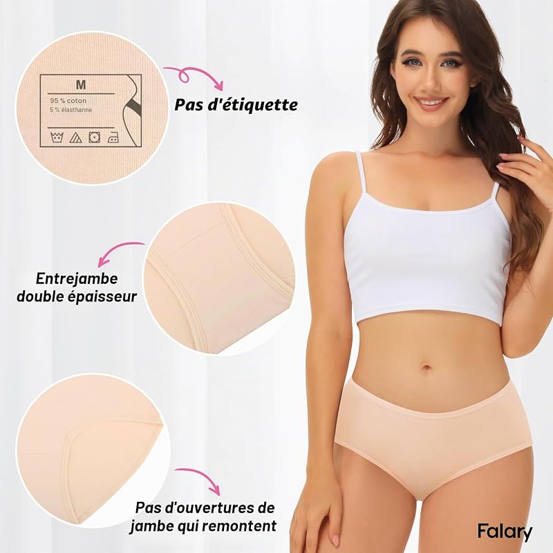 Culotte Femme Coton sous-vêtements Femme Slip Culotte Confortable sous-vêtements Femme sous-vêtements Sport Respirant Multipack（S/GR.38 EU, Multicolore-1）