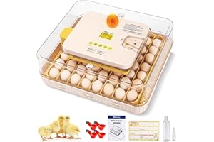 Sailnovo 56 Egg Incubator for Hatching Eggs with Egg Candler, Temperature Control, Automatic Egg Turning and Auto Humidification, Large Egg Incubator for Chicken(Yellow+18.7'' x 16.14'' x 6.3'')