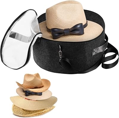 Ohiyoo Large Round Foldable Felt Hat Box Storage with Lid Dark Grey Toy Clothes