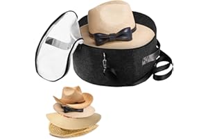 Pehciroe Hat Boxes for Women & Men Storage Large Felt Hat Boxes Storage Round Foldable Hat Carrier Travel Cowboy Hat Storage Box Storage for Hats Toy Clothes with Lid, Gray