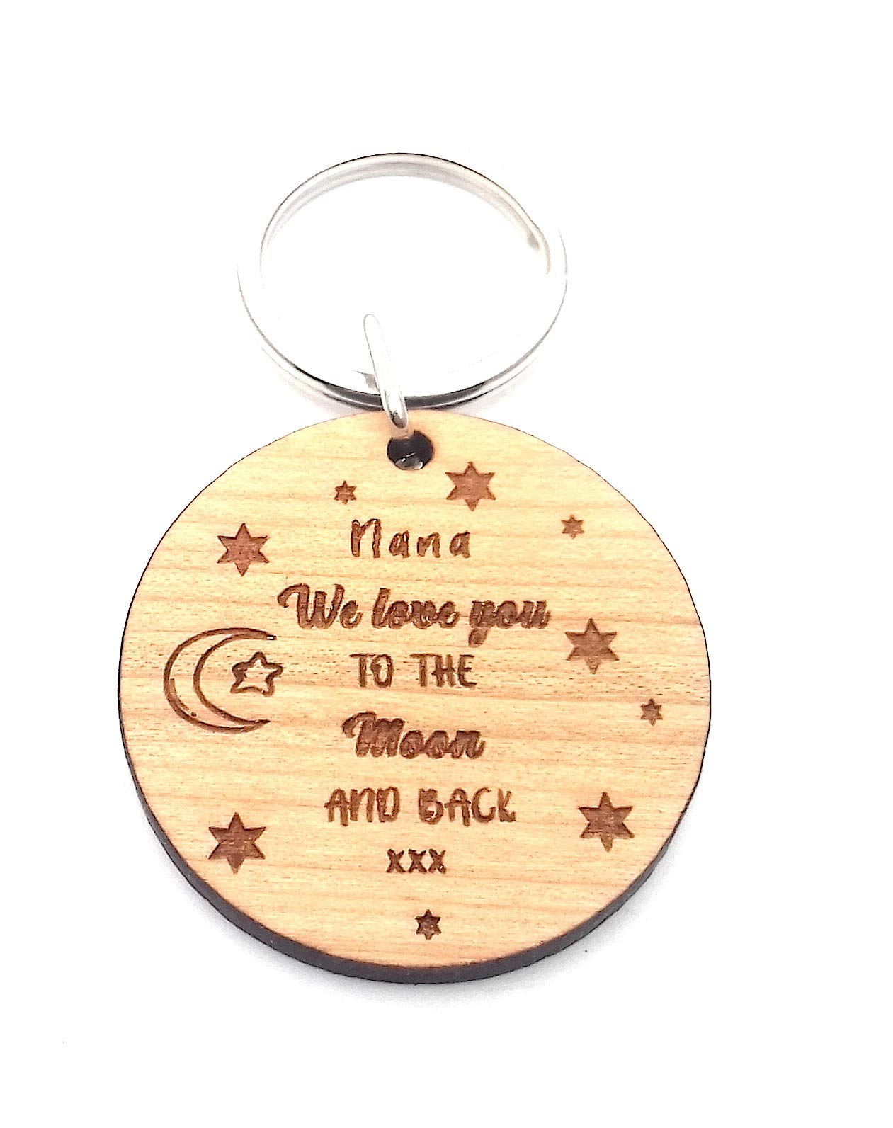 Chris Bag Of Goodies Wooden Keyring Key Ring Nana We Love You to The Moon and Back