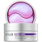 Anua Retinol Berry Eye Patches, 60 Count | Hydrogel Under Eye Mask for Puffy Eyes, Dark Circles and Fine Lines, Caffeine Niacinamide, Korean Skincare