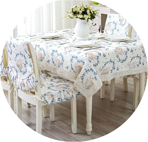 Amazon Com 9 Pcs Set Print Table Cloth Romantic Tablecloth For