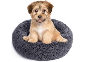 NOYAL Calming Dog Bed Donut Anti Anxiety Fluffy Dog Bed for Small Medium Dog and Cat