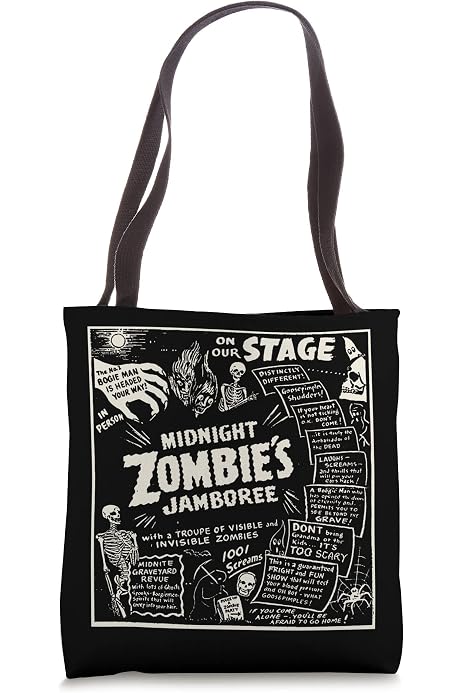 Screaming Skull Tote Bag, Cult Classic Horror Movie Book Totes, 50s