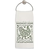 LADOCK Sage Green Floral Chicken Kitchen Towels, Rustic Cottagecore Chicken Hand Towels for Bathroom Decor, Farmhouse Rooster Hen Dish Tea Towels for Kitchen Decor, 16x24 Inch