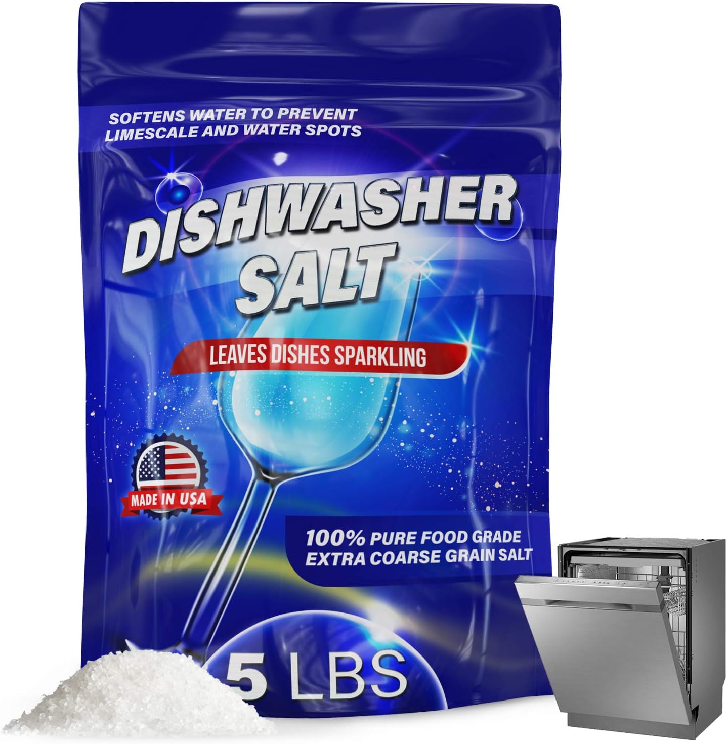 5 LB Dishwasher Salt Water Softener, Made in USA