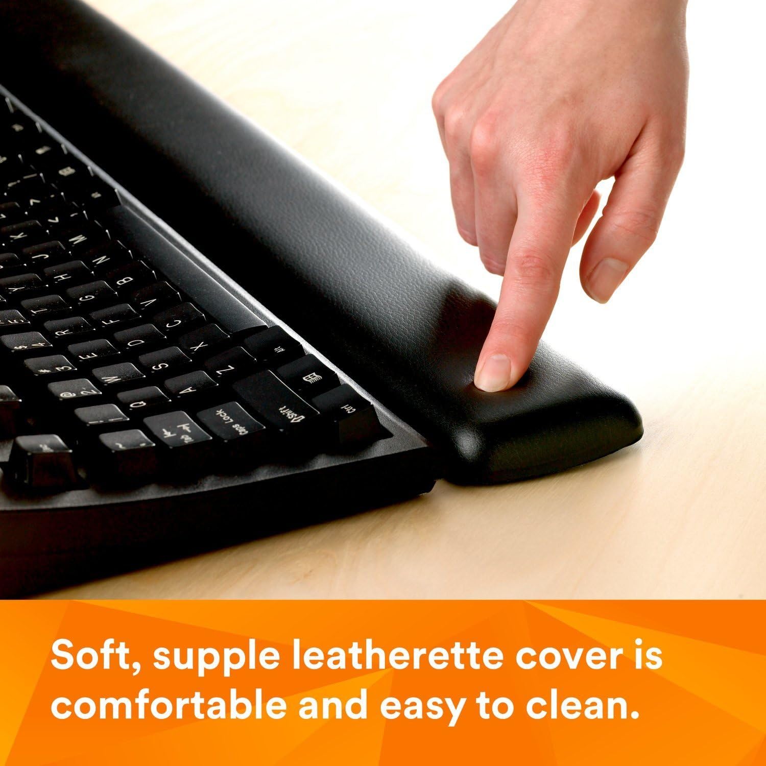 3M Gel Wrist Rest for Keyboards, Soothing Gel Comfort with Durable, Easy to Clean Leatherette Cover, Antimicrobial Product Protection, 18", Black (WR309LE) : Computing Wrist Rests : Office Products