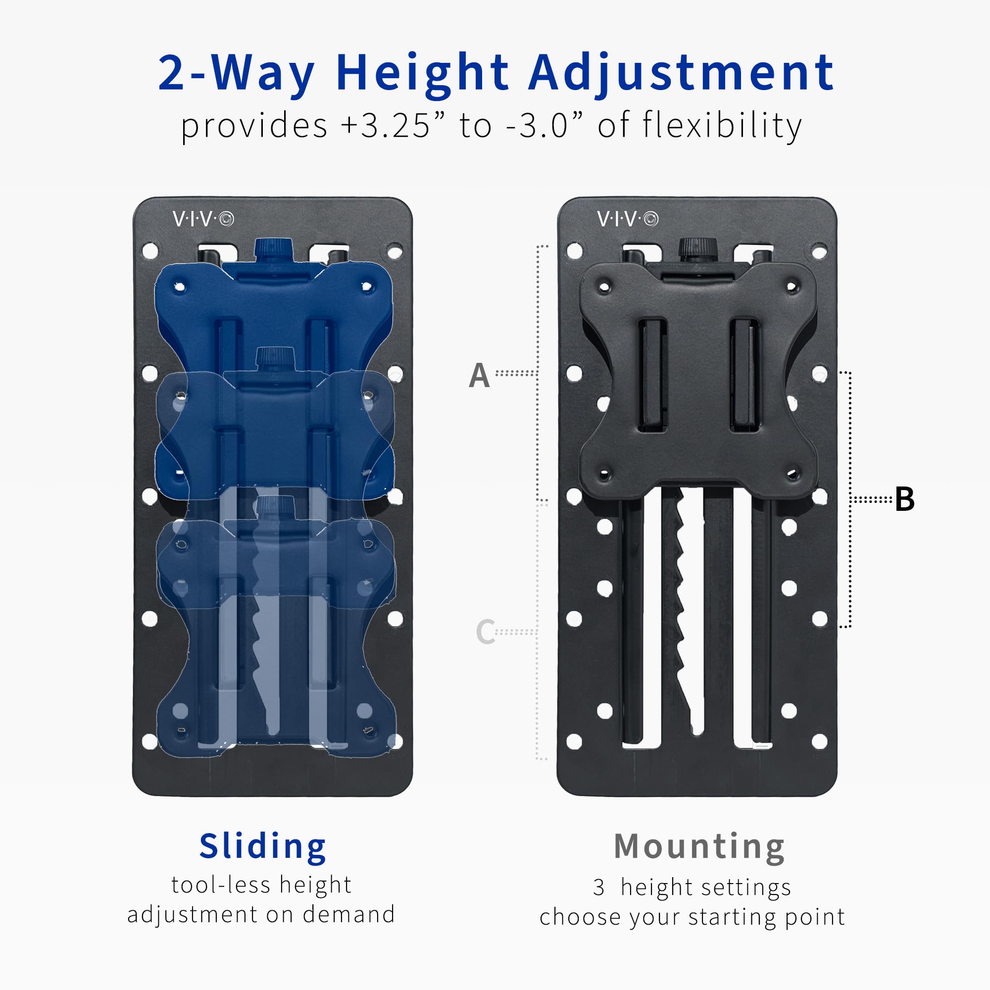 VIVO Height Adjustable VESA Adapter Stand for Individual Monitors up to 27 Inches Black