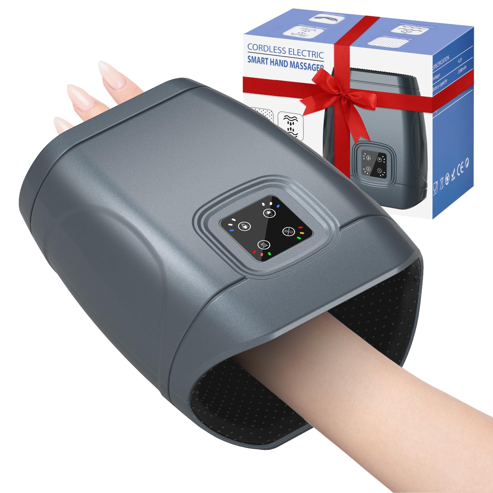 Photo 1 of **FOR PARTS ONLY** JQX Hand Massager with Heat and Compression, Cordless Electric Hand Massager for Arthritis and Carpal Tunnel, 3 Levels Pressure Point Therapy for Numbness Relief, Gifts for Women, Men(Grey)