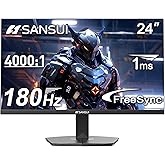 SANSUI 24 Inch Gaming Monitor 180Hz, DP 1.4 & HDMI 2.0 Ports High Refresh Rate Computer Monitor, Racing FPS RTS Modes, 1ms Response Time 110% sRGB (ES-G24F4, HDMI Cable Included)