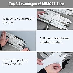 AULIGET 20 Sheets Peel and Stick Backsplash, Black