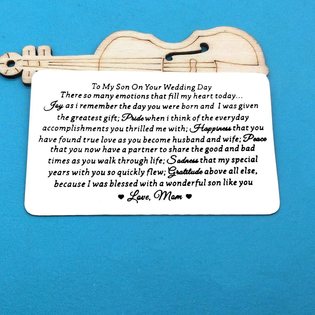 Huwujiu Son Wedding Day Gift from Mum Engraved Wallet Insert Card Gift for Son on His Wedding Day to My Son Gifts Wedding Gifts for Son Wallet Card Gifts Mum to Son Gifts - Image 4