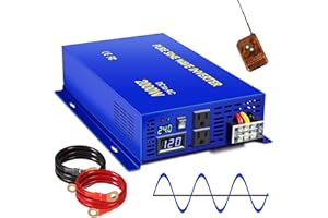 XYZ INVT 2000W Pure Sine Wave Inverter 24V DC to 110V 120V AC Surge 4000 Watt Power Inverter Converter 100ft Wireless Remote Control for Solar System, Off Grid, RV.(2000W/24V)