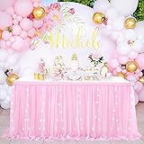 Pink Table Skirt 6FT Tulle Table Skirting 2 Layer