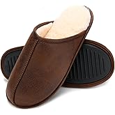 LORDFON Mens-Memory-Foam-Slip-On-House-Slippers Closed Toe Scuff Indoor Home Slipper for Men Comfy Cozy Soft Non-Slip Bedroom Slippers Houseshoes