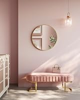 SONGMICS Round Mirror 61 cm Gold Metal Frame Wall Mounted LWM102A01 view 7