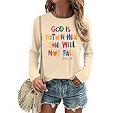 Christian Shirt for Women Jesus Faith Tshirt Religious Shirts Bible Verse Graphic Tees Christian Long Sleeve Tops