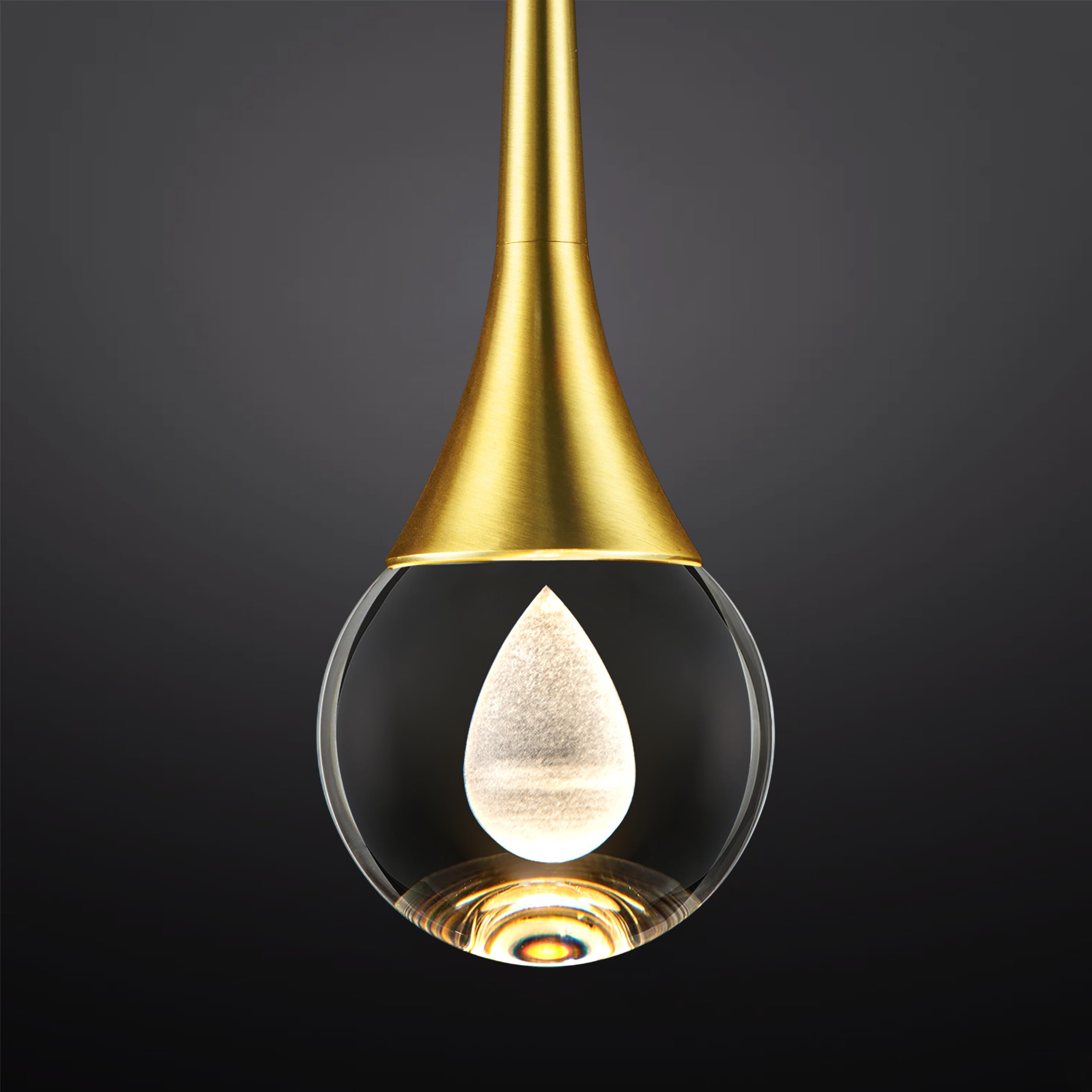 Photo 1 of Untrammelife 1-Light Teardrop Crystal Pendant Light, Gold Modern Mini Globe Hanging Pendant Light Fixtures, 8W 3 Color Temperature Dimmable LED Pendant Lights Kitchen Island, Bathroom, Bedroom