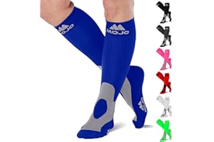 MOJO COMPRESSION SOCKS Mojo Unisex Compression Socks 20-30mmHg – Knee High Medical Support for Athletes, Nurses, Travelers, Post-Surgery & Lymphedema - Wide Calf & Plus Size Options for Pain & Swelling - 7 Colors, 10 Sizes