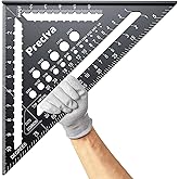 Preciva Carpenter Square 12 inch (1/16" Scale), Aluminum Alloy Rafter Square Multi-Purpose Carpenter Tool Measuring Layout To