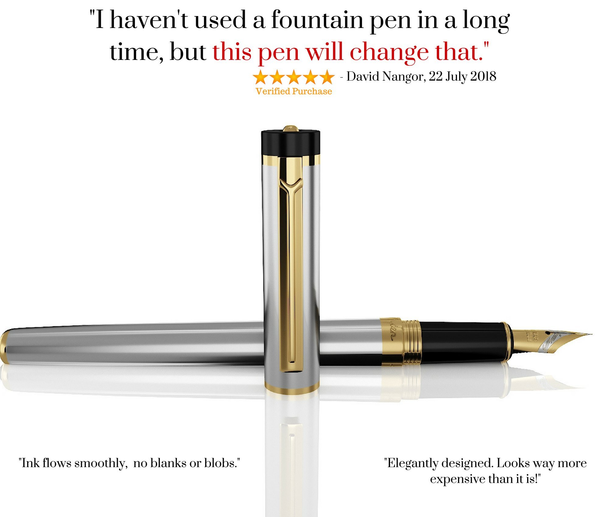 DRYDEN Luxury Fountain Pen with Ink Refill Converter Smooth & Elegant