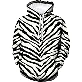 Lurhonp Zebra Print Long Sleeve Sweatshirt Pullover Hoodie for Mens Womens
