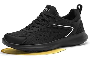 SPIEZ Womens Non Slip Shoes - SRC Certification Food Service Shoes Oilproof with Arch Support Black US6-10
