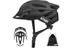 NTGBV Adult Bike Helmet for Men/Women with Helmet Bag 2 Removable Moisture-Wicking Liners & Visors Lightweight Shockproof Adjustable Design CPSC 1203 & EN 1078 Safety Certified for Road/Commute/MTB
