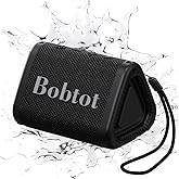 Bobtot Portable Bluetooth Speaker Wireless, IPX7 Small Shower Speaker Waterproof, 15H Playing Time, Loud and Stereo Sound with Bass, TWS Pairing for Party, Camping, Travel, Black