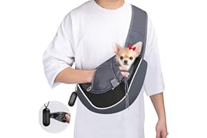 Nobleza Dog Sling Carrier, Mesh Adjustable Pet Sling Hand Free Puppy Sling Carrier for Small Medium Dog Cat Rabbit (S (up to 5 lbs), Black)