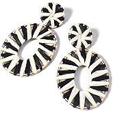 Statement Raffia Earrings Boho Drop Dangle Earrings for Women Handmade Fashion Earring Bohemian Gift Jewelry for Girls