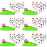 Kathfly 25 Set Mini Bowling Game Pins Ramp Ball Tabletop Party Favors | Goodie Bag Fillers for School Classroom Prize, 10 Pins Ramp Ball per Set, Desktop Game for Boys Girls Activities