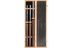 IMOTECHOM 3-Pieces HSS Bowl Gough Lathe Chisel Set Wood Turning Tools with Wooden Box, 1/4-Inches, 3/8-Inches and 1/2-Inches